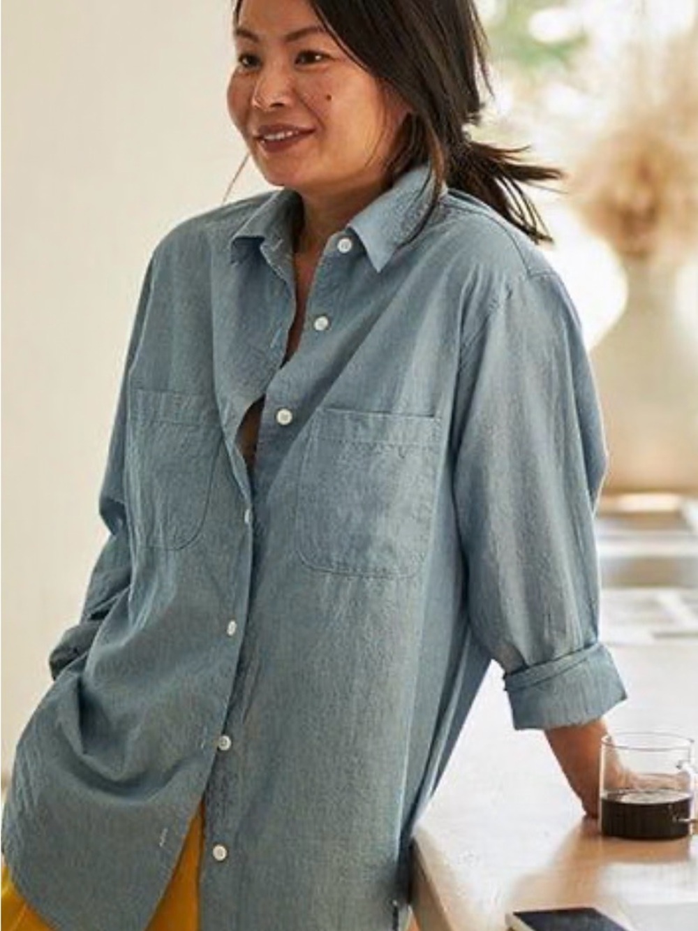 Four Objects XS Light Chambray Button-Down Shirt - Picture 2 of 2